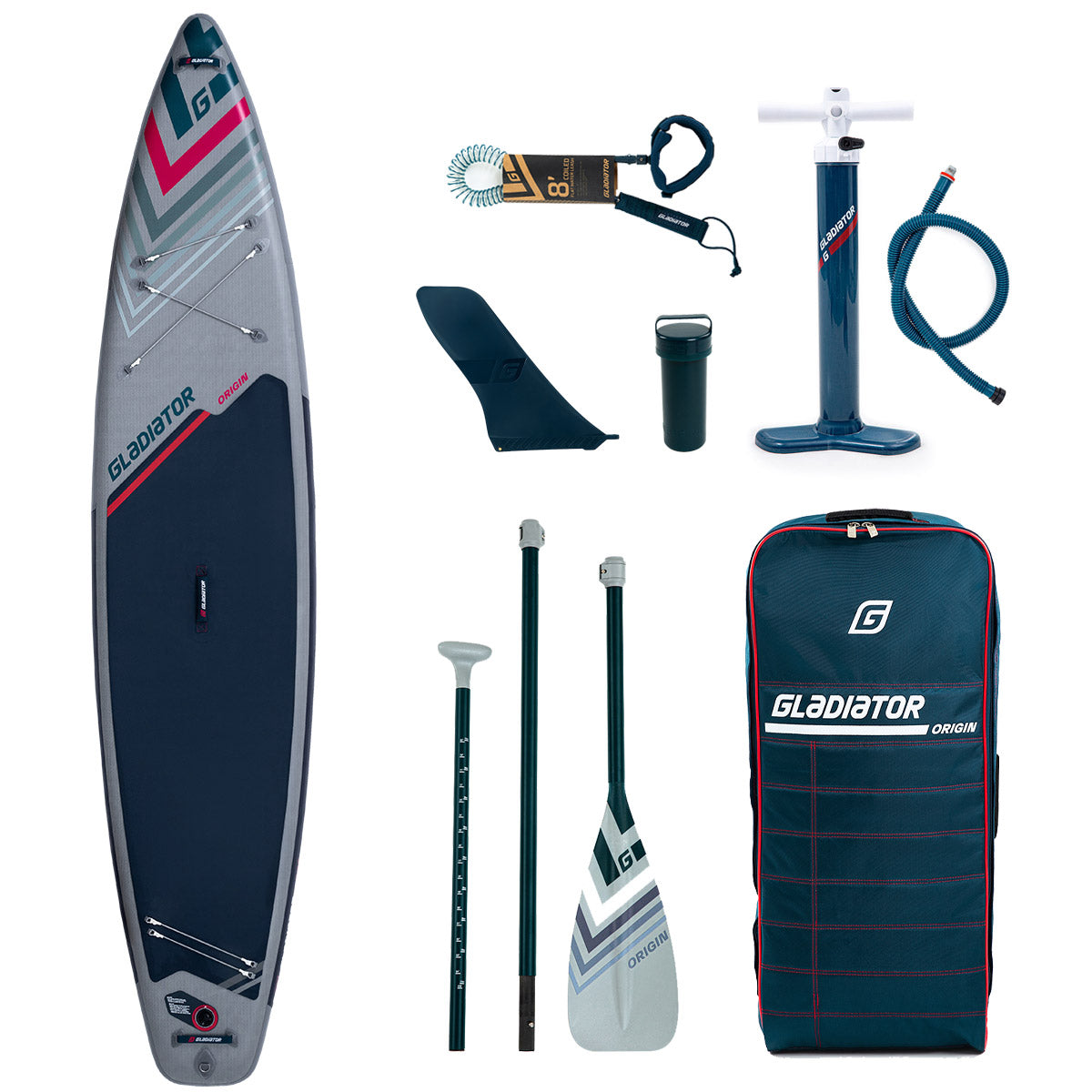 Gladiator Origin 12'6" x 30" Sport 2022, komplett inklusive paddel och leash image 0